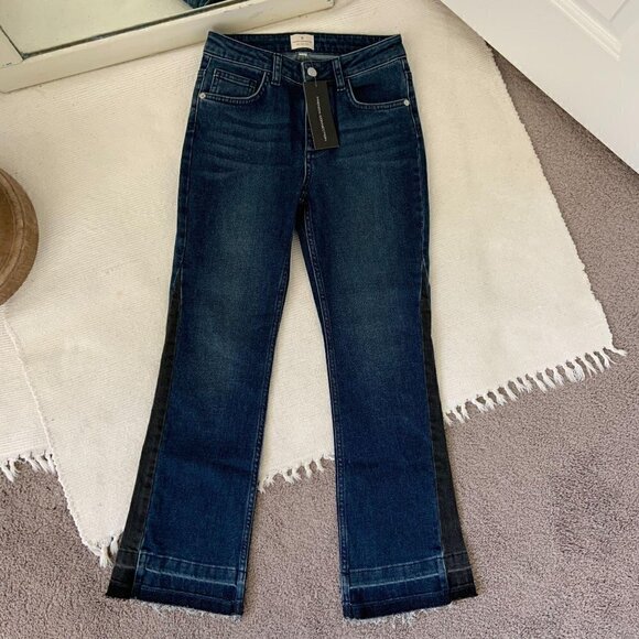 NWT French Connection Split Tone Raw Hem Flare Jeans Size 0 - Picture 6 of 12